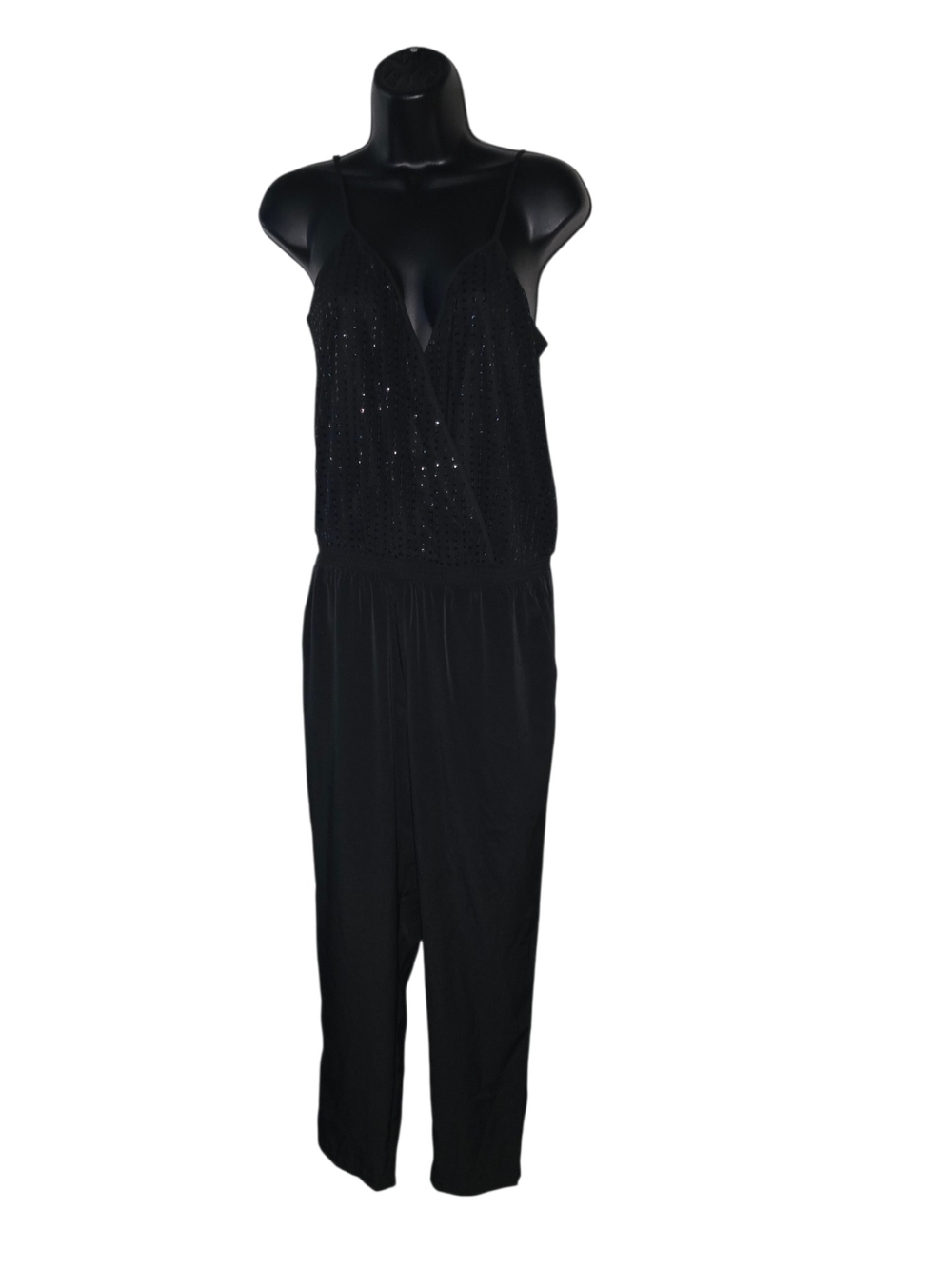Express Black Sequin Surplice Jumpsuit/Evening Romper